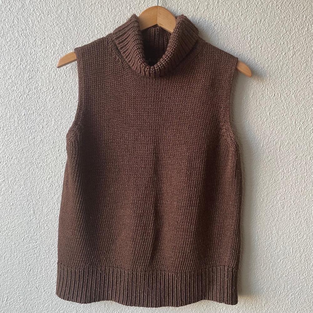 Ashley Stewart Womens Turtleneck Size 14/16 Brown Knit Top Sweater Ramie Blend